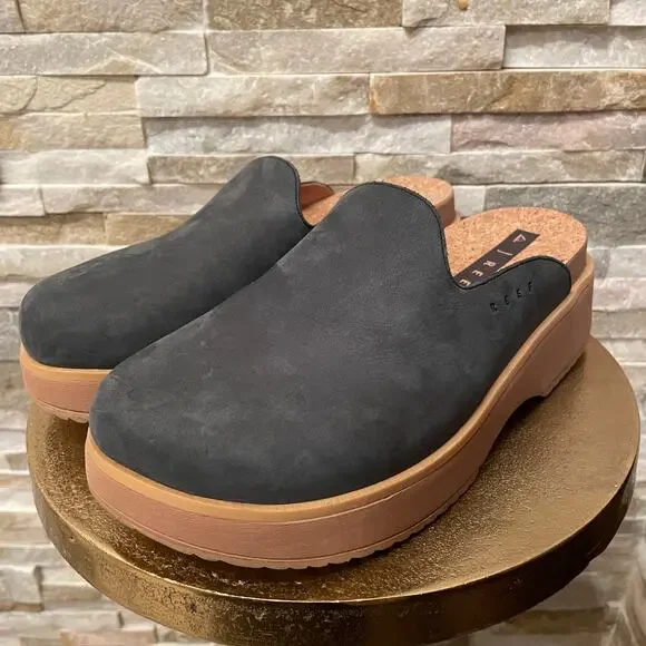 REEF Women’s Mule Clogs US 9 | Suede Leather, Cork Footbed, Slip-On - Picture 3 of 11